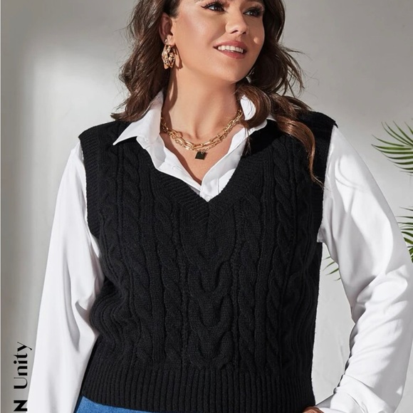SHEIN Tops - NIB SHEIN black knit v-neck vest.  Size S (R20)